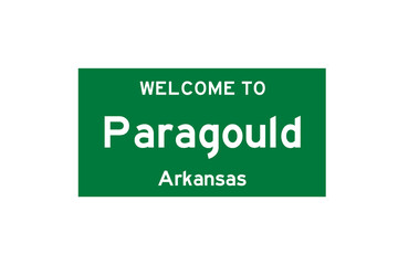 Paragould, Arkansas, USA. City limit sign on transparent background. 
