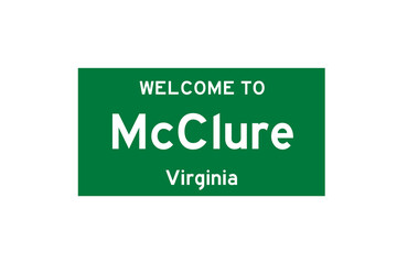 McClure, Virginia, USA. City limit sign on transparent background. 