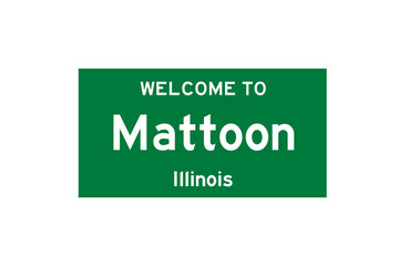 Mattoon, Illinois, USA. City limit sign on transparent background. 