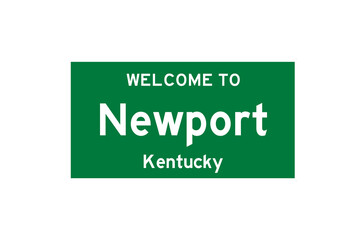 Newport, Kentucky, USA. City limit sign on transparent background. 