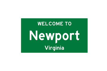Newport, Virginia, USA. City limit sign on transparent background. 