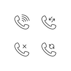 Call Icon Symbol Set Vector User Interface Design Illustration Black Outline Ringing Connecting Rejecting Calls