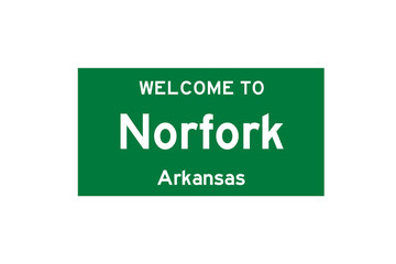 Norfork, Arkansas, USA. City limit sign on transparent background. 