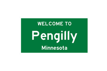 Pengilly, Minnesota, USA. City limit sign on transparent background. 
