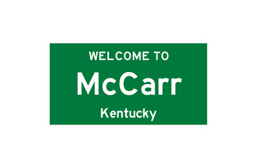 McCarr, Kentucky, USA. City limit sign on transparent background. 