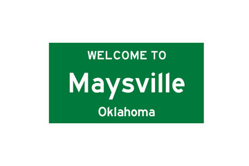 Maysville, Oklahoma, USA. City limit sign on transparent background. 