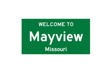 Mayview, Missouri, USA. City limit sign on transparent background. 