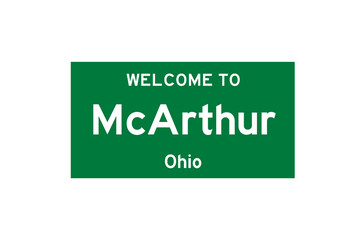 McArthur, Ohio, USA. City limit sign on transparent background. 