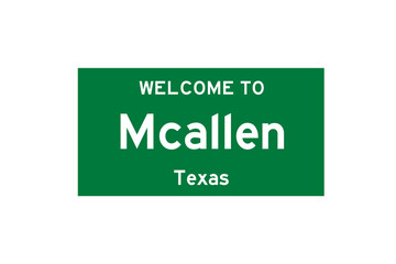 Mcallen, Texas, USA. City limit sign on transparent background. 