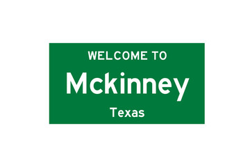 Mckinney, Texas, USA. City limit sign on transparent background. 