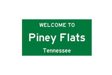 Piney Flats, Tennessee, USA. City limit sign on transparent background. 