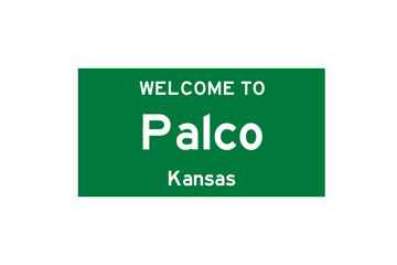 Palco, Kansas, USA. City limit sign on transparent background. 