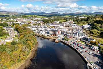 Aerial view of Donegal Town, County Donegal, Ireland - obrazy, fototapety, plakaty