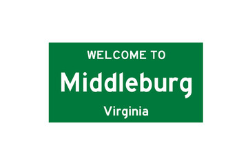 Middleburg, Virginia, USA. City limit sign on transparent background. 