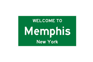 Memphis, New York, USA. City limit sign on transparent background. 