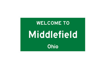 Middlefield, Ohio, USA. City limit sign on transparent background. 