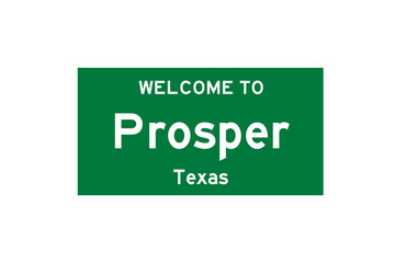 Prosper, Texas, USA. City limit sign on transparent background. 