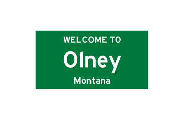 Olney, Montana, USA. City limit sign on transparent background. 