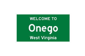 Onego, West Virginia, USA. City limit sign on transparent background. 