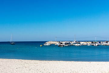 Fototapeta na wymiar Dog beach with view on the Adriatic Sea from Istria, Croatia