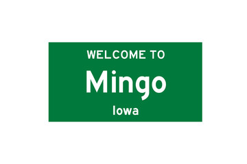 Mingo, Iowa, USA. City limit sign on transparent background. 