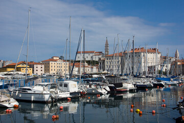 Boats in the harbour of Piran on the Adriatic Sea - 542030590