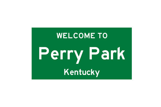 Perry Park, Kentucky, USA. City Limit Sign On Transparent Background. 