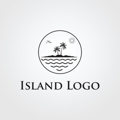 island logo design vector with palm trees