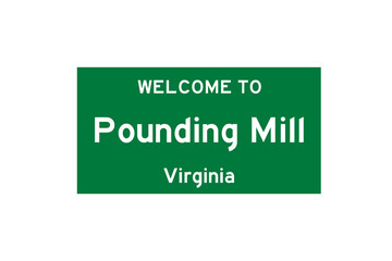 Pounding Mill, Virginia, USA. City limit sign on transparent background. 