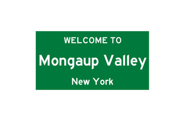 Mongaup Valley, New York, USA. City limit sign on transparent background. 