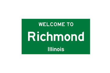 Richmond, Illinois, USA. City limit sign on transparent background. 