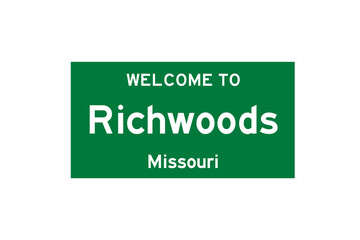 Richwoods, Missouri, USA. City limit sign on transparent background. 