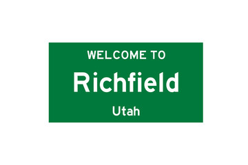 Richfield, Utah, USA. City limit sign on transparent background. 