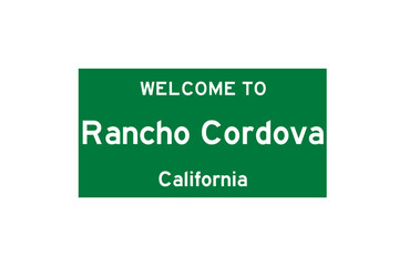 Rancho Cordova, California, USA. City limit sign on transparent background.  - obrazy, fototapety, plakaty