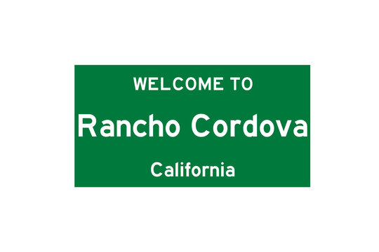 Rancho Cordova, California, USA. City Limit Sign On Transparent Background. 