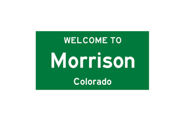 Morrison, Colorado, USA. City limit sign on transparent background. 