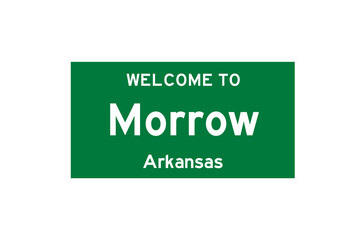 Morrow, Arkansas, USA. City limit sign on transparent background. 