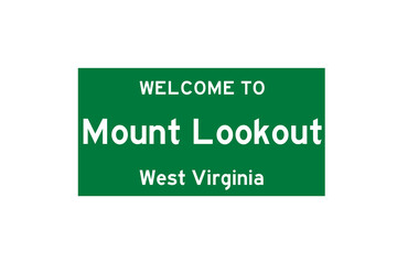 Mount Lookout, West Virginia, USA. City limit sign on transparent background. 