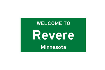 Revere, Minnesota, USA. City limit sign on transparent background. 