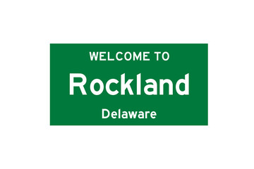 Rockland, Delaware, USA. City limit sign on transparent background. 