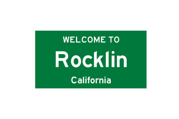 Rocklin, California, USA. City limit sign on transparent background. 