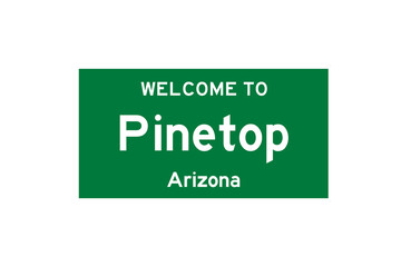 Pinetop, Arizona, USA. City limit sign on transparent background. 