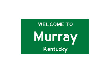 Murray, Kentucky, USA. City limit sign on transparent background. 