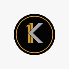 Creative letter K logo icon design template element. Gold black color