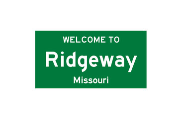 Ridgeway, Missouri, USA. City limit sign on transparent background. 