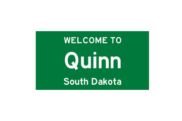 Quinn, South Dakota, USA. City limit sign on transparent background. 