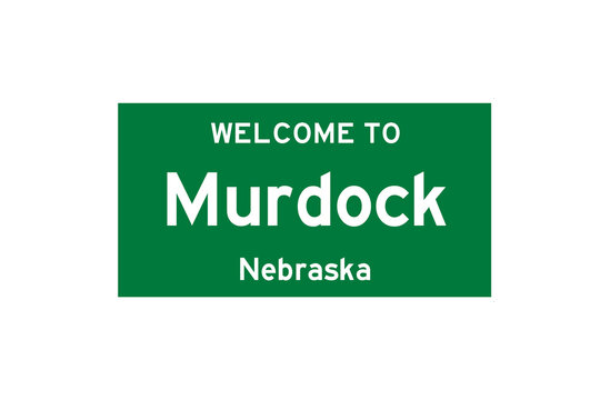 Murdock, Nebraska, USA. City limit sign on transparent background. 