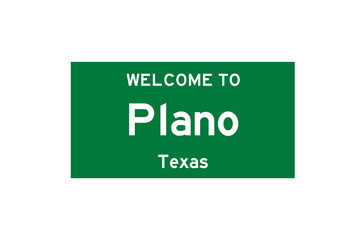 Plano, Texas, USA. City limit sign on transparent background. 