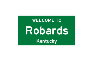 Robards, Kentucky, USA. City limit sign on transparent background. 