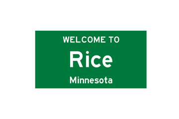 Rice, Minnesota, USA. City limit sign on transparent background. 